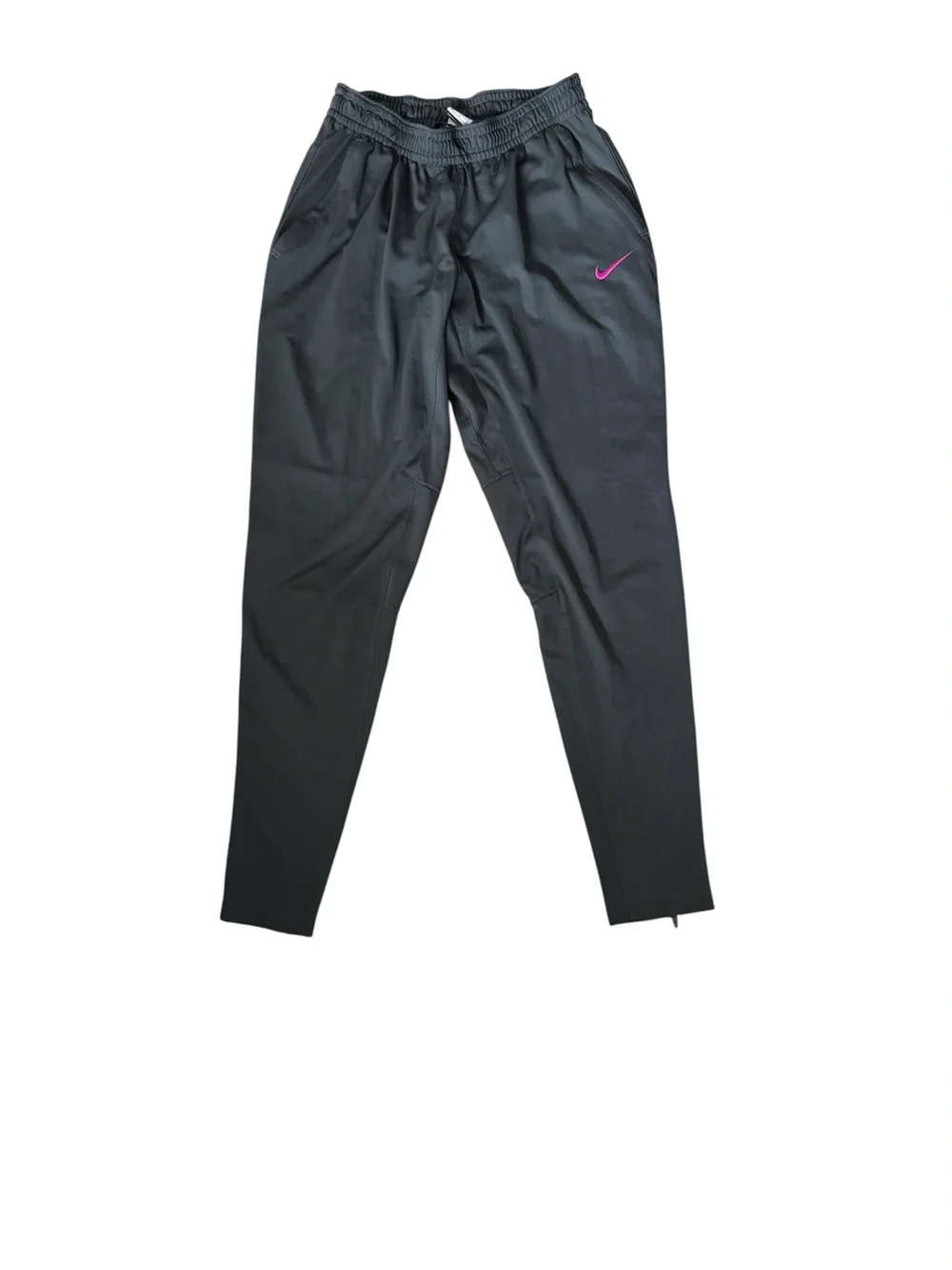 Nike Dri-FIT Black Tapered Training Pants Pink Swoosh Ankle Zip Women’s M
